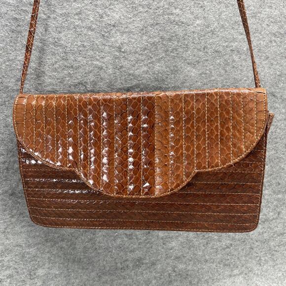 Vintage AG Alles GUT Reptile Skin Handbag Brown 10.5" x 6.25" Crossbody Florida - Picture 2 of 7